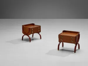 Tosi Arredamenti Pair of Cabinets or Night Stands in Mahogany and Brass