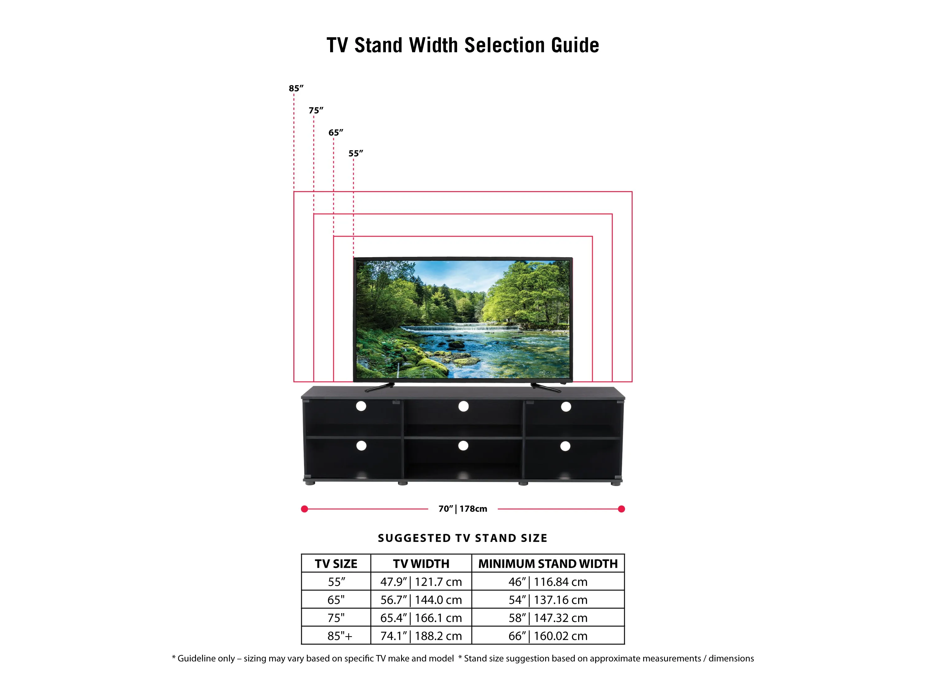 TV Stand with Glass Doors, TVs up to 85"