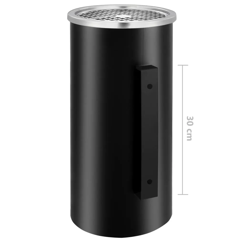 Wall Ashtray Dustbin Steel 26 L Black