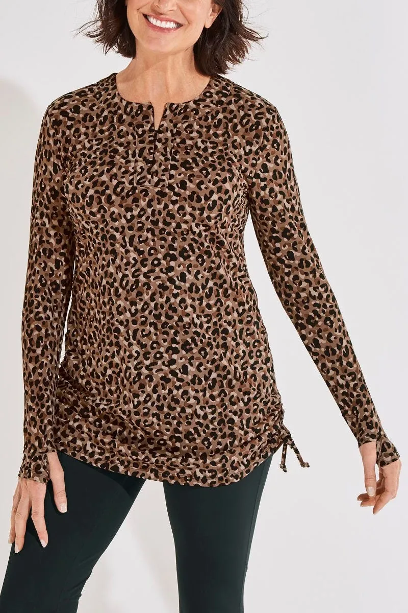 Women's Hokulani Ruche Swim Shirt | Brown Cheetah