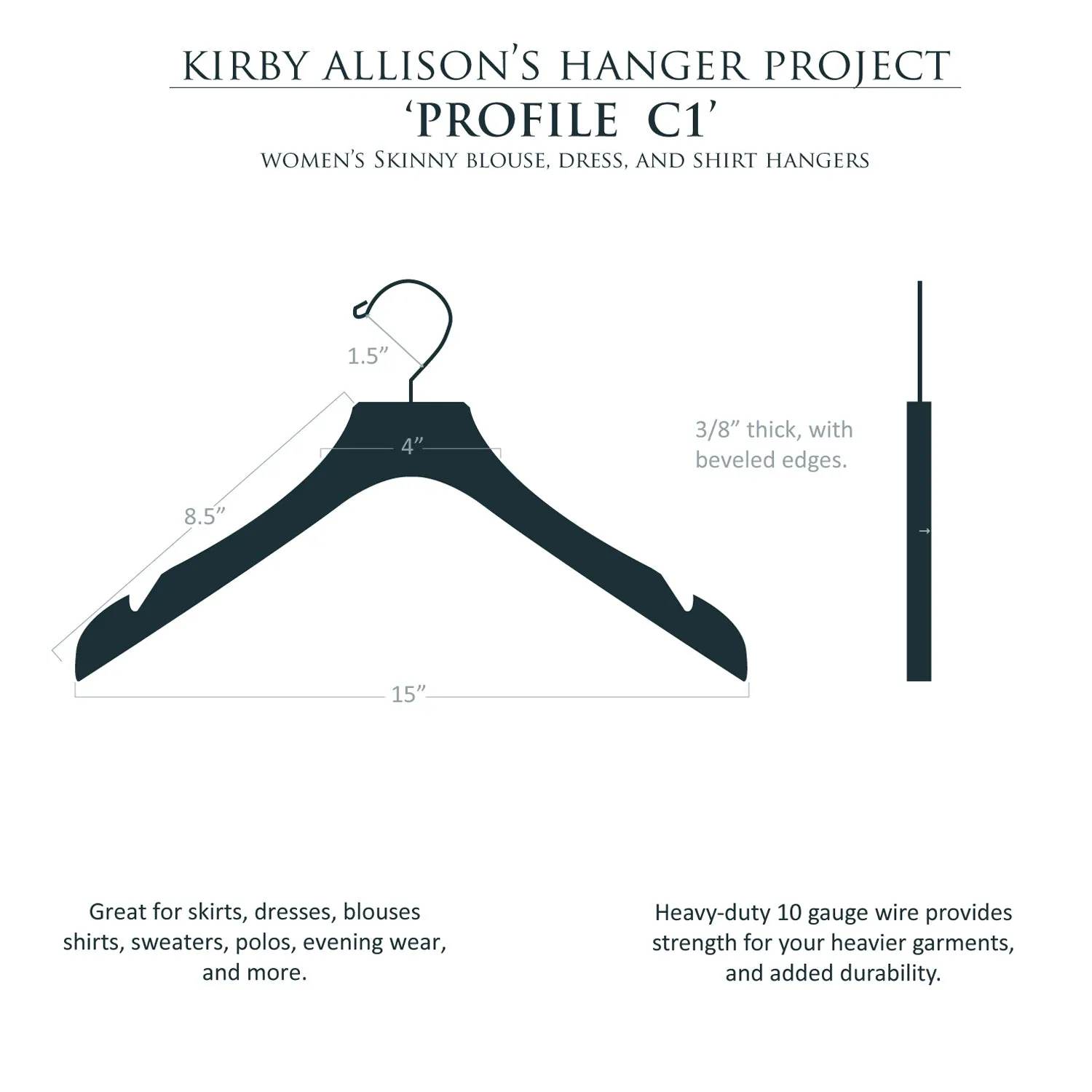 Women's Skinny Shirt Hangers (Set of 5)