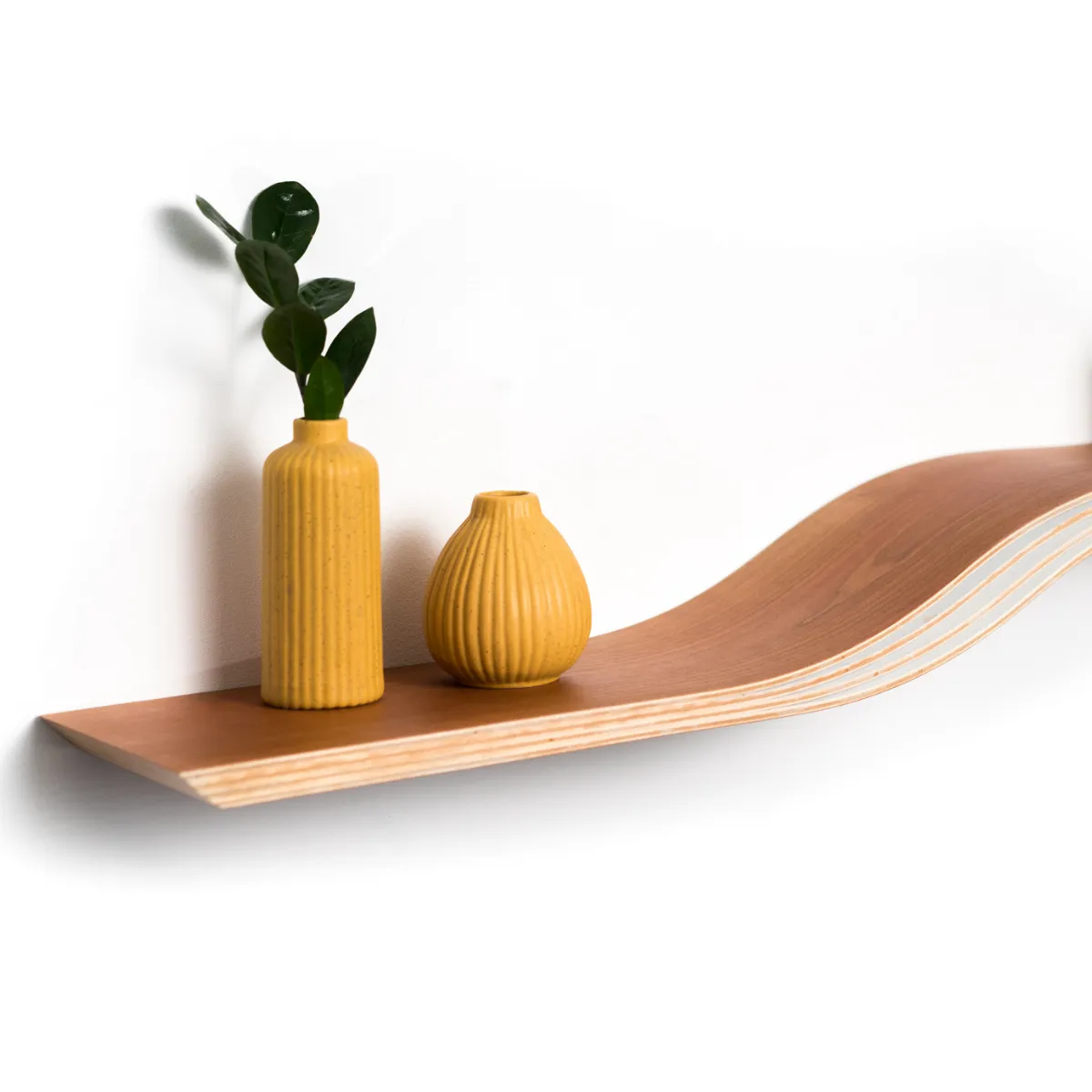 Wooden floating wall hanging shelf wave